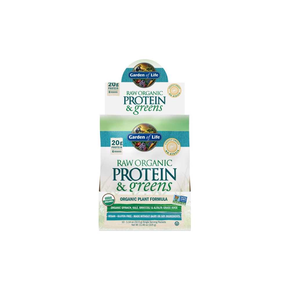 Garden of Life Raw Protein & Greens Lightly Sweet 10 Packets 1.14oz (33g) Powder