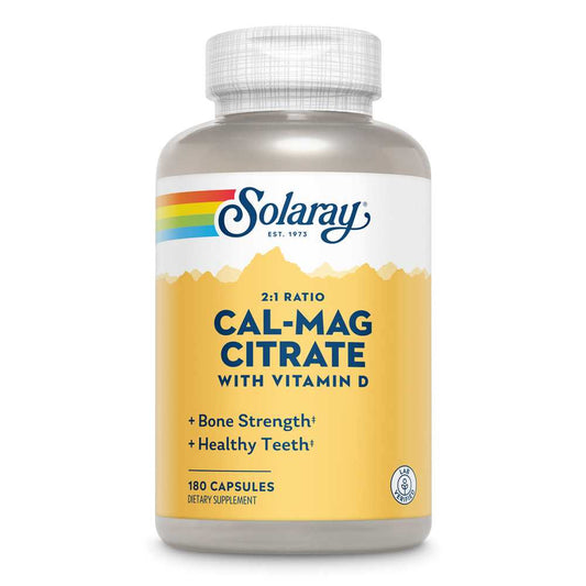 Solaray Calcium & Magnesium Citrate W/ Vitamin D-3, 2:1 Ratio 180 Caps