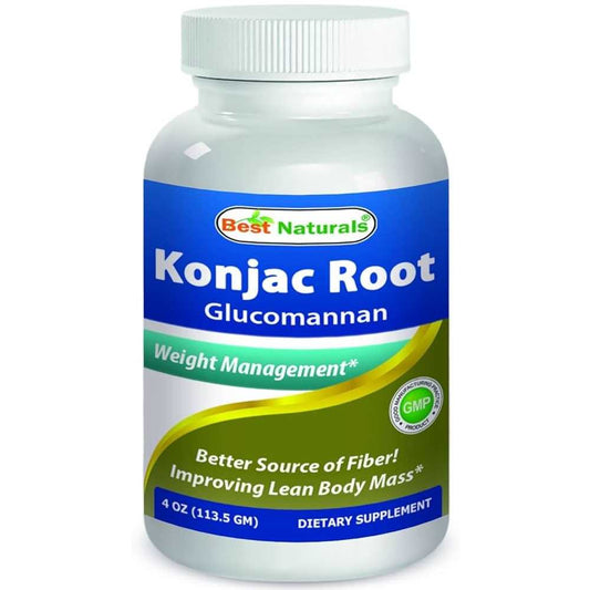 Best Naturals Konjac Root Glucomannan Powder – 4oz (113.5g) | Weight Management & Fiber Support | Gmp Certified