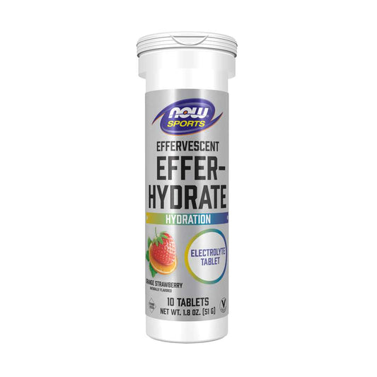 Now Sports Effer-Hydrate – Effervescent Electrolyte Formula – Orange Strawberry Tablets – 10 Tablets