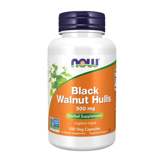 Now Foods Black Walnut Hulls 500mg – Herbal Supplement – 100 Veg Capsules