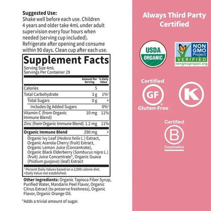 Garden of Life Organics Kids Cough & Mucus Immune Syrup† 116ml