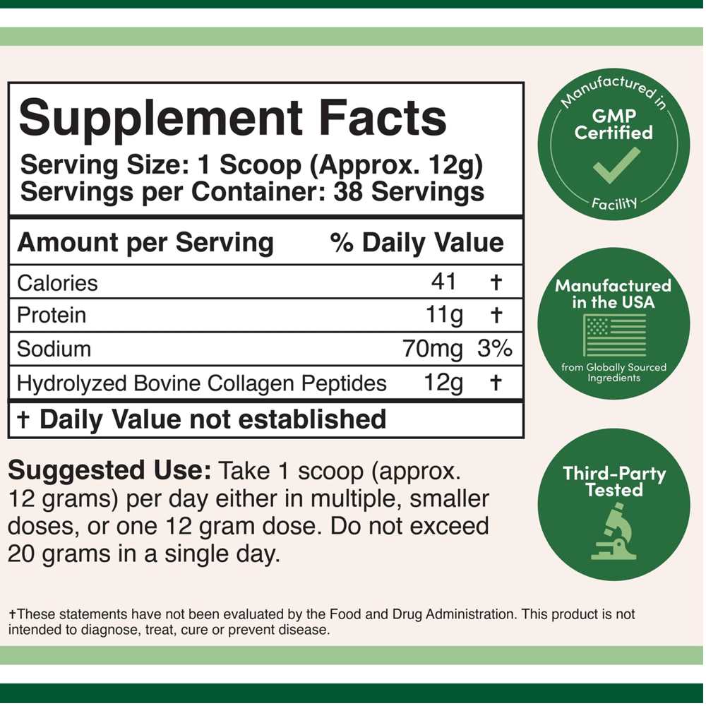 Grass-Fed Collagen Peptides Powder by Double Wood – Types I, Ii, Iii – 456 G