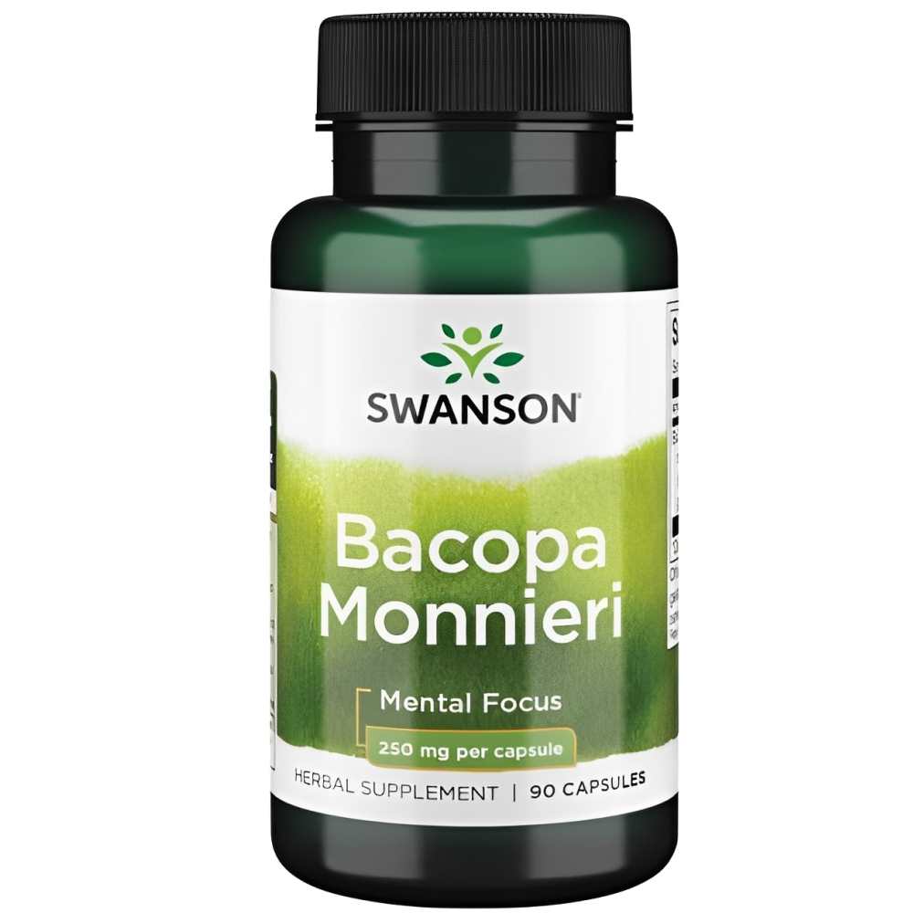 Swanson Bacopa Monnieri 250mg, Mental Focus, Herbal Supplement, 90 Capsules