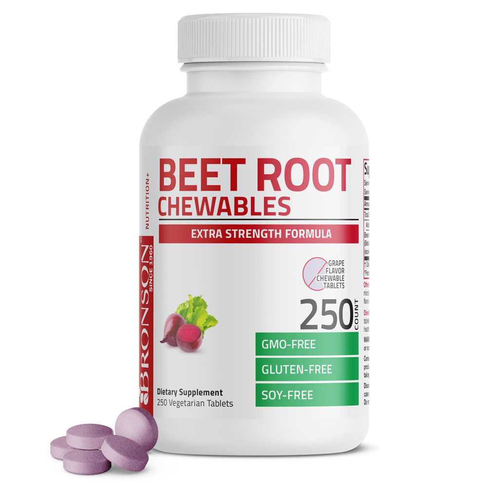 Bronson Vitamins Beet Root Chewables 2000 Mg, 250 Grape Flavored Tablets