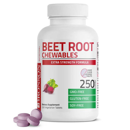 Bronson Vitamins Beet Root Chewables 2000 Mg, 250 Grape Flavored Tablets
