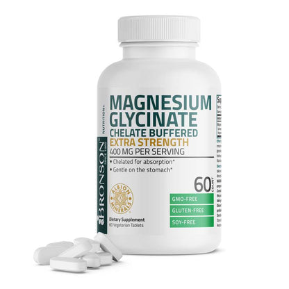 Bronson Vitamins Magnesium Glycinate Extra Strength 60 Tabs