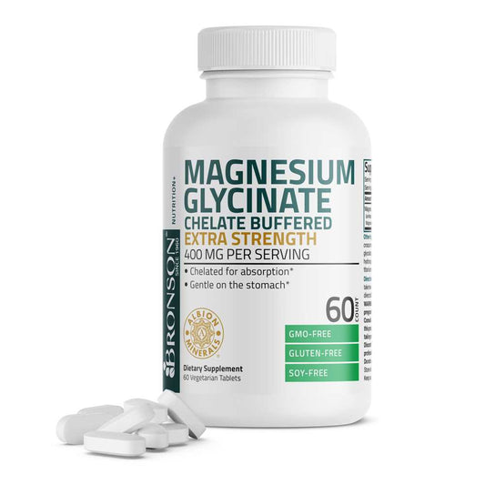Bronson Vitamins Magnesium Glycinate Extra Strength 60 Tabs
