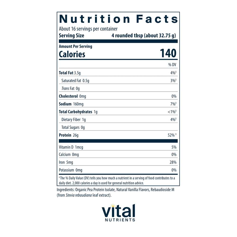 Vital Nutrients Pro Veg Organic Pea Protein Soy Free 524g