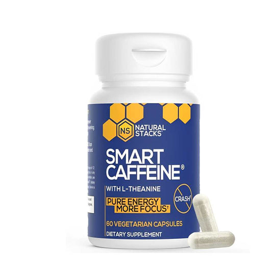 Ns Natural Stacks Smart Caffeine with L-Theanine – Pure Energy & More Focus, 60 Vegetarian Capsules