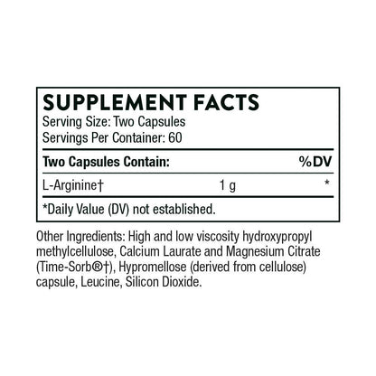 Thorne L-Arginine Sustained Release – 120 Capsules