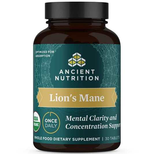 Ancient Nutrition Lion's Mane Mental Clarity and Concentration 30 Tabs