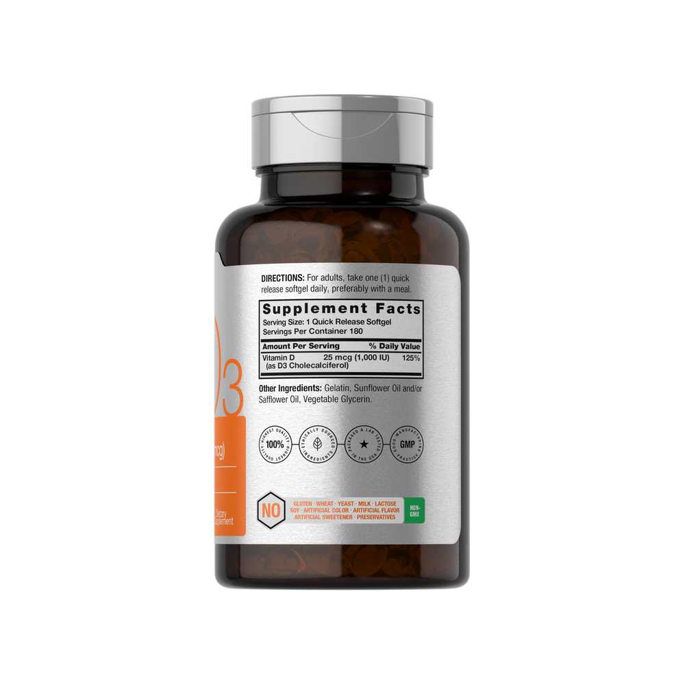 Horbäach Vitamin D-3 1000 Iu | 180 Softgels