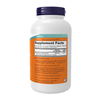 Now Foods Magnesium Oxide Powder – Nervous System & Metabolic Support – 8 Oz (227 G)