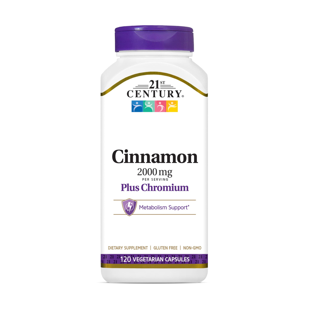 21st Century Cinnamon Plus Chromium Vegetarian Capsules - 2000MG | Metabolism Support