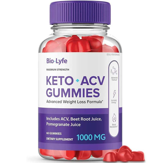 Bio-Lyfe Maximum Strength Keto Acv Gummies, Advanced Weight Loss Formula, 1000mg, Includes Acv, Beet Root Juice & Pomegranate Juice, 60 Gummies, Dietary Supplement