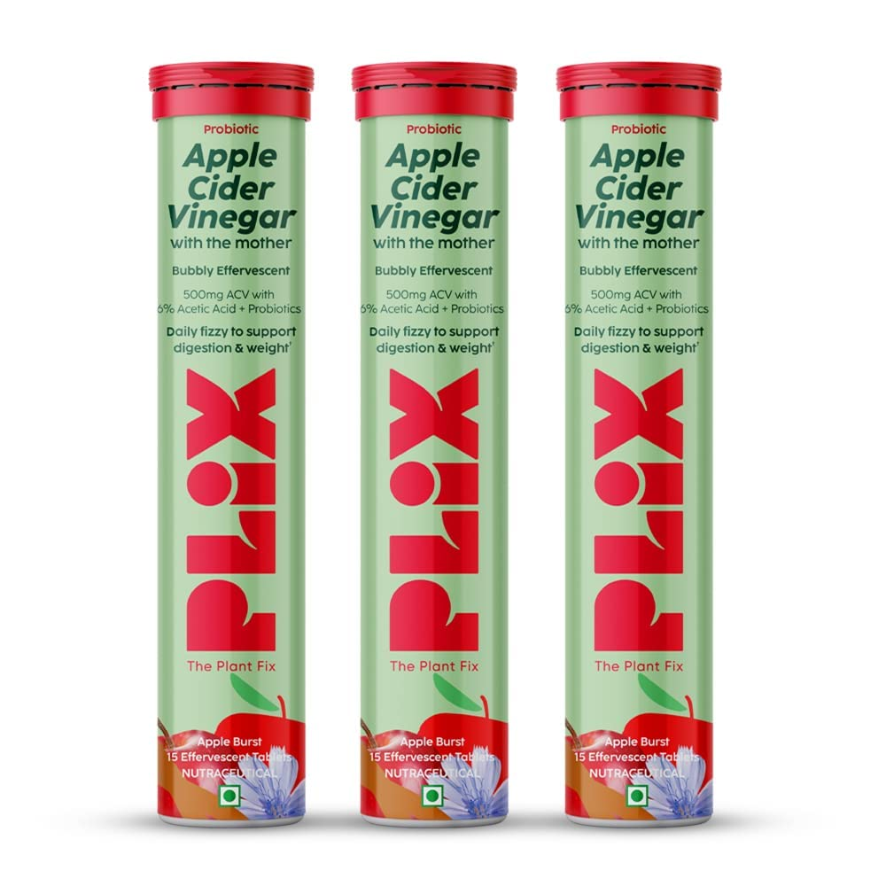 PLIX - THE PLANT FIX Probiotics+ Apple Cider Vinegar Effervescent Tablets | Helps Stimulate Metabolism & Improve Gut Health