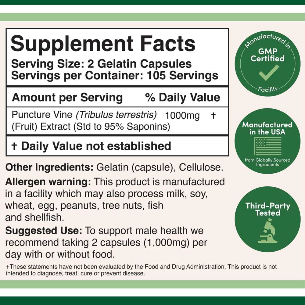 Double Wood Tribulus Extract 1000mg – 95% Saponins – 210 Capsules