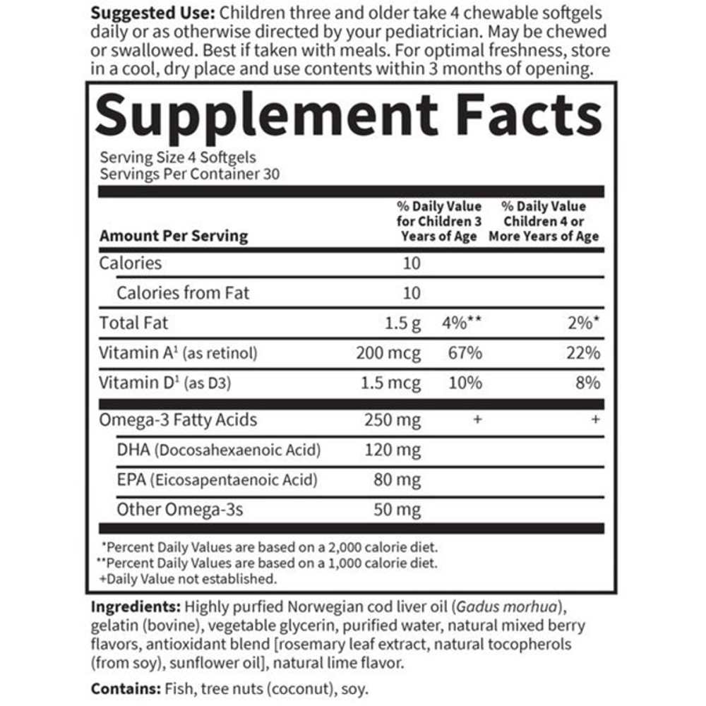 Garden of Life Oceans Kids Dha Omega-3 Berry Lime 120 Chewables