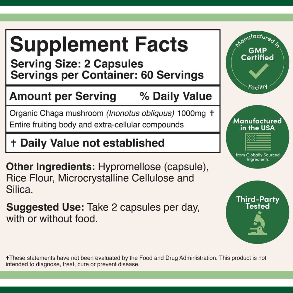 Double Wood Supplements – Chaga Mushroom 1000mg | Natural Immune Support | 120 Ct
