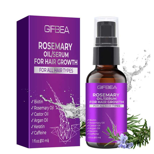 Gifbea Biotin Rosemary Oil Serum for Hair Growth – Hair Treatment for All Hair Types with Castor Oil, Argan Oil, Keratin & Caffeine – 30ml