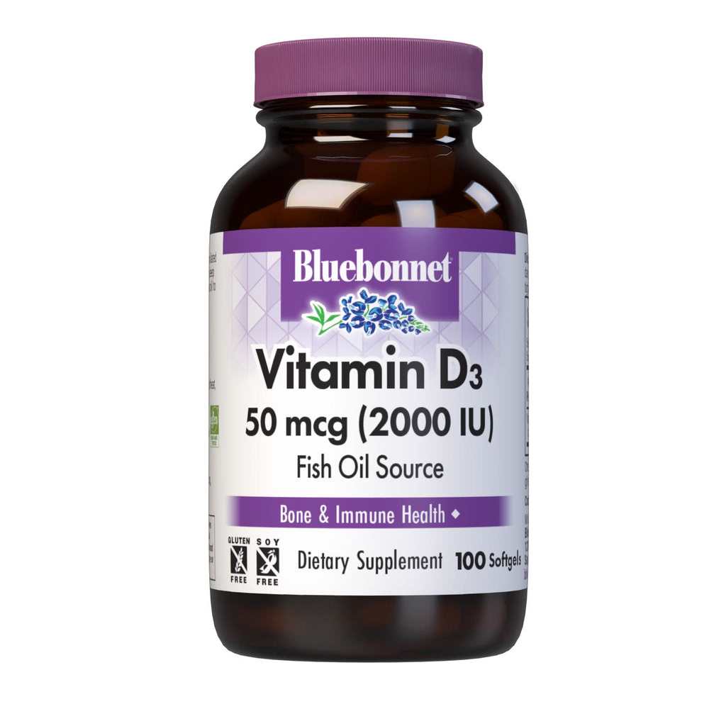 Bluebonnet Nutrition Vitamin D3 50 Mcg (2000 Iu)100 Softgels