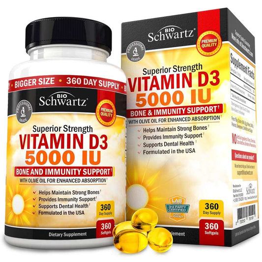 Bio Schwartz Vitamin D3 5000 Iu – 360 Softgels