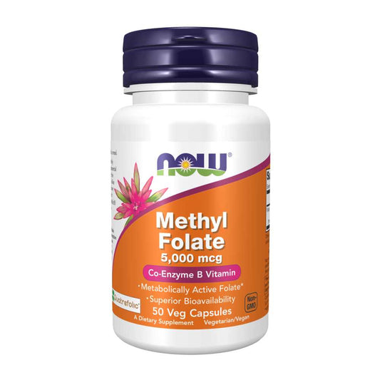 Now Foods Methyl Folate – 5,000 Mcg Active Folate with Superior Bioavailability – 50 Vegetarian Capsules