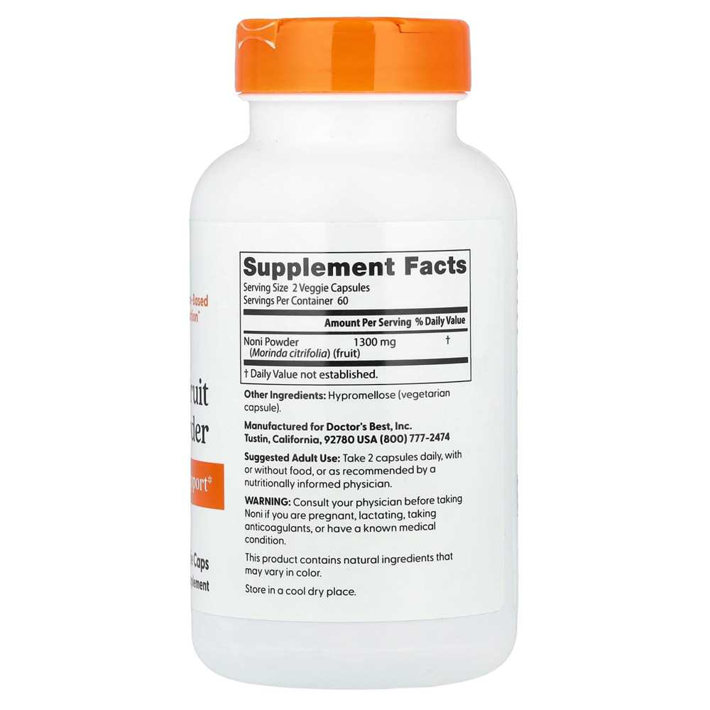 Doctor's Best Noni Fruit Powder, 1300 mg Per Serving, 120 Veggie Caps
