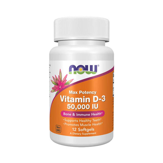 Now Foods Max Potency Vitamin D-3 50,000 Iu – Bone & Immune Health – 12 Softgels