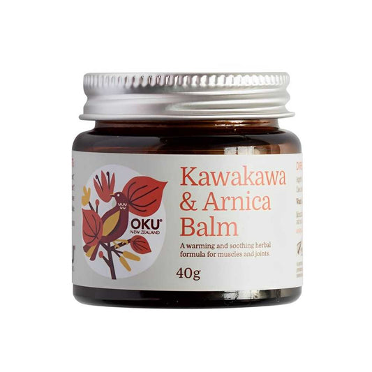 Ōku New Zealand Kawakawa & Arnica Balm – Warming & Soothing Herbal Formula for Muscles & Joints 40g