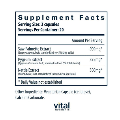 Vital Nutrients Saw Palmetto Pygeum Nettle Root 60 Caps