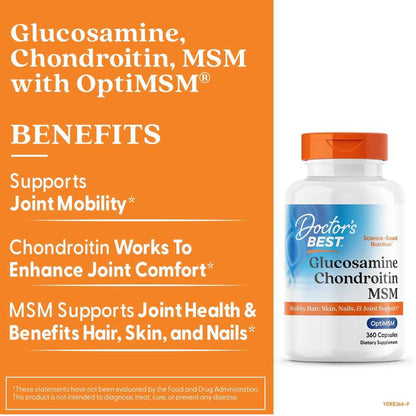 Doctor's Best Glucosamine Chondroitin Msm with Opti Msm, 360 Veggie Capsules