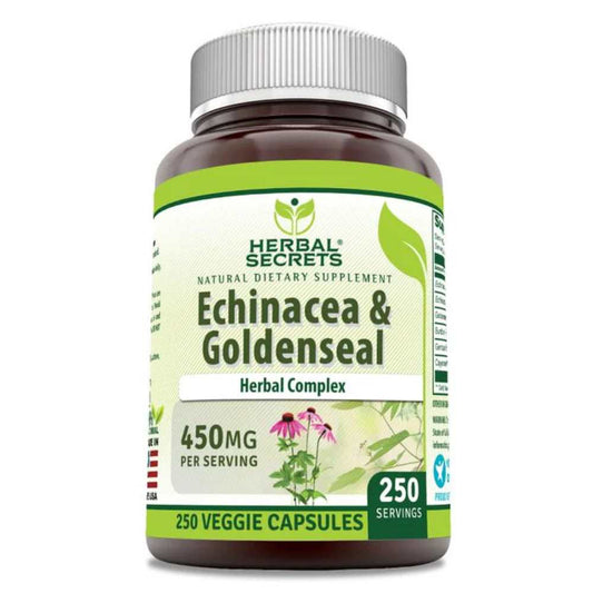 Herbal Secrets Echinacea & Goldenseal Root 450 Mg 250 Veggie Capsules