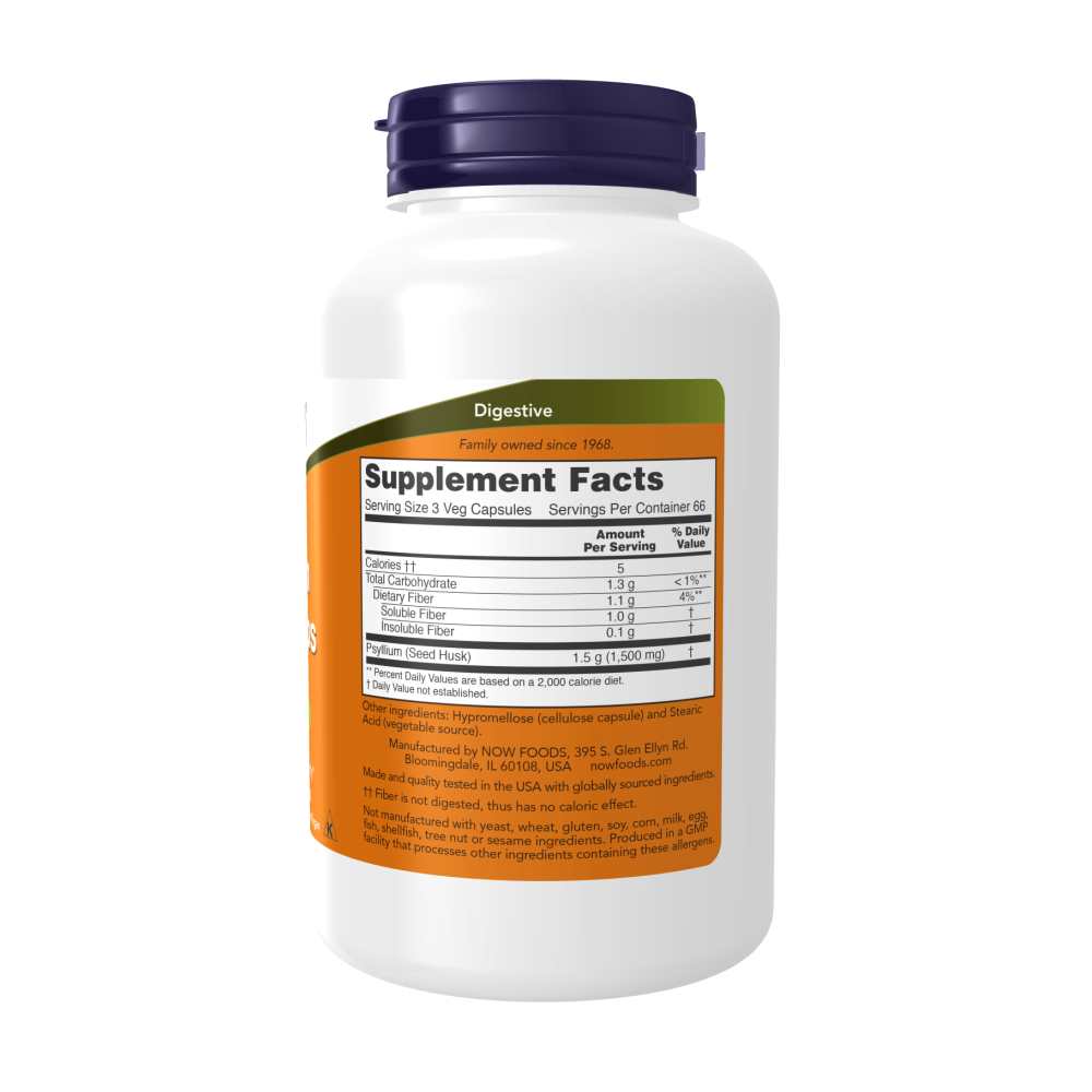 Now Foods Psyllium Husk Capsules – Intestinal Health & Natural Digestive Support | 200 Count
