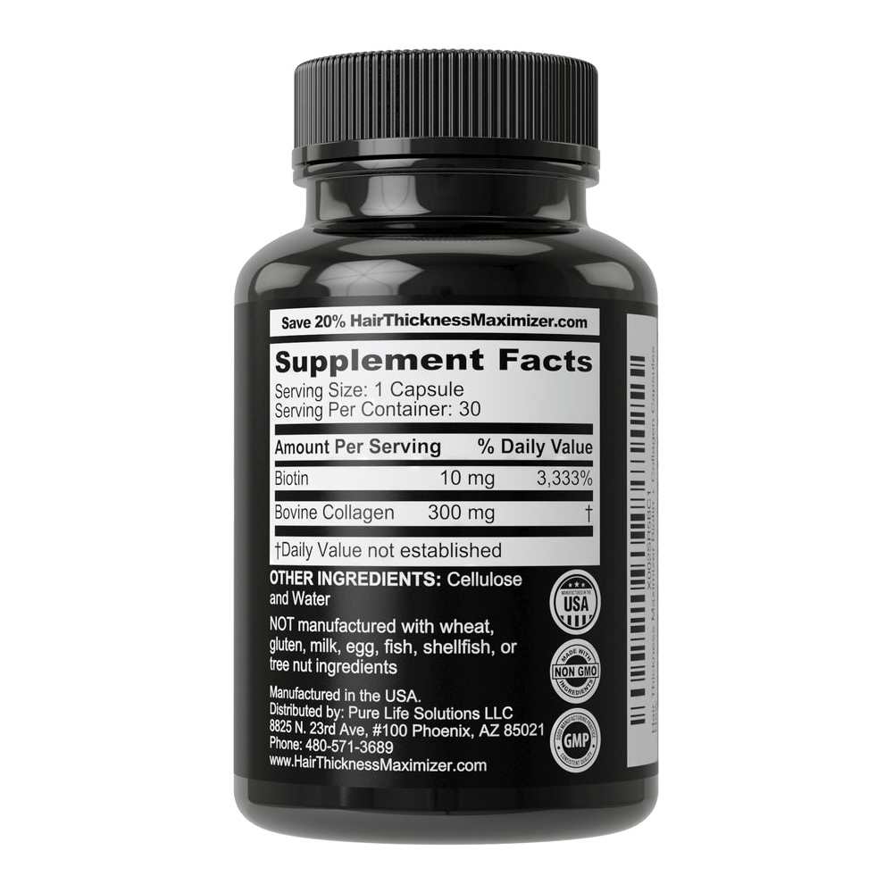 Hair Thickness Maximizer Biotin + Collagen – 30 Capsules | Hair Growth & Volume Support