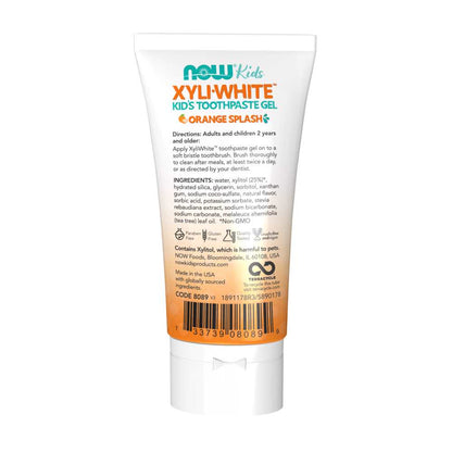 Now Foods Xyli-White Kid's Toothpaste Gel – Orange Splash – Fluoride & Sls-Free Formula – 3 Oz (85 G)