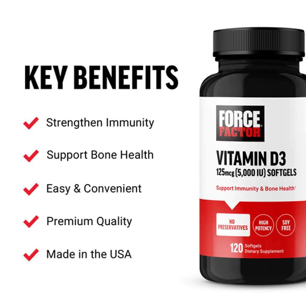 Force Factor Vitamin D3 – 120 Softgels