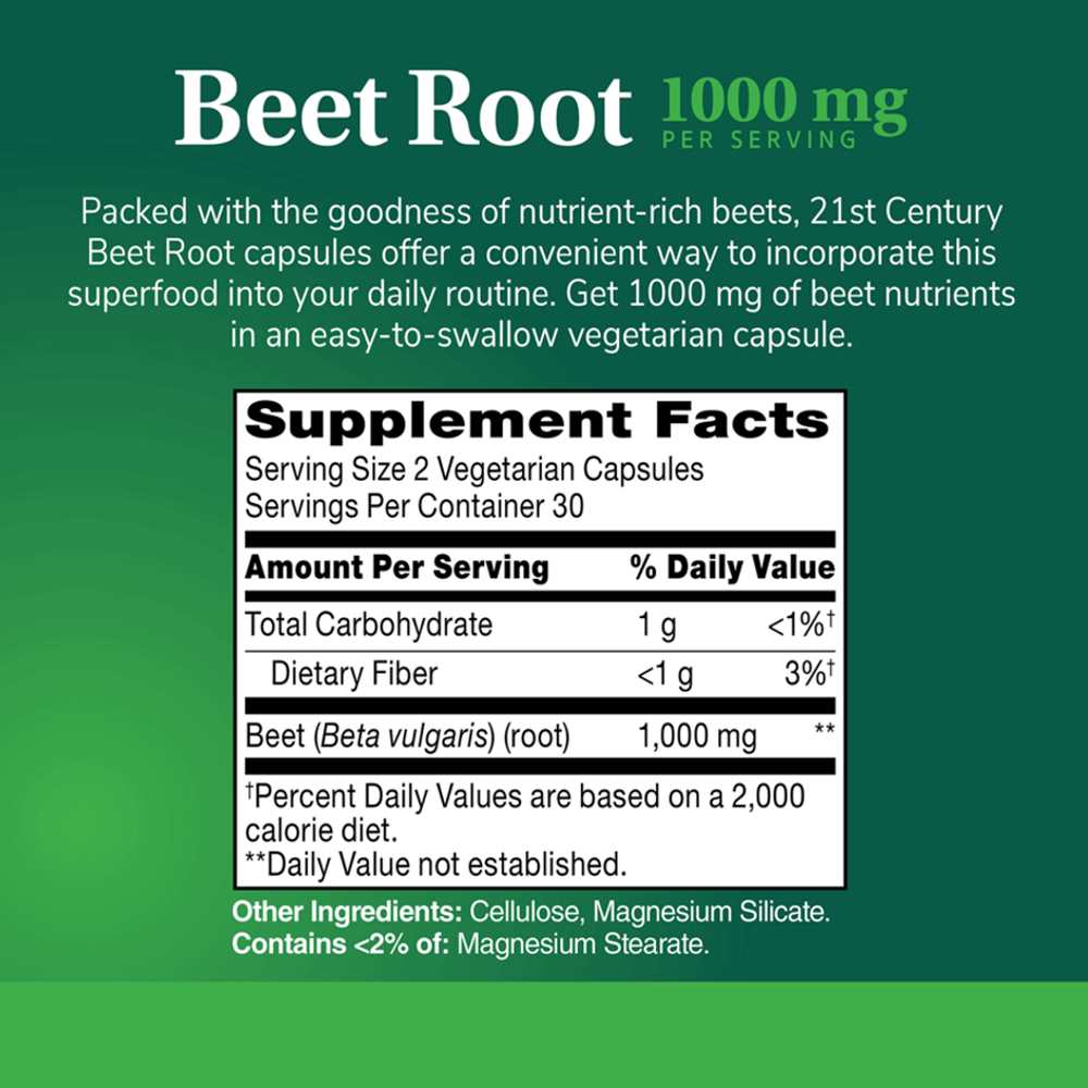 21st Century Beet Root 1000 Mg Traditional 90 Caps