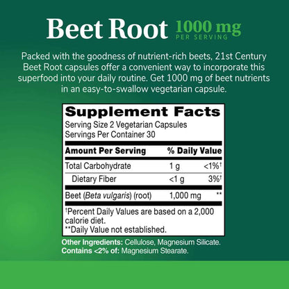 21st Century Beet Root 1000 Mg Traditional 90 Caps