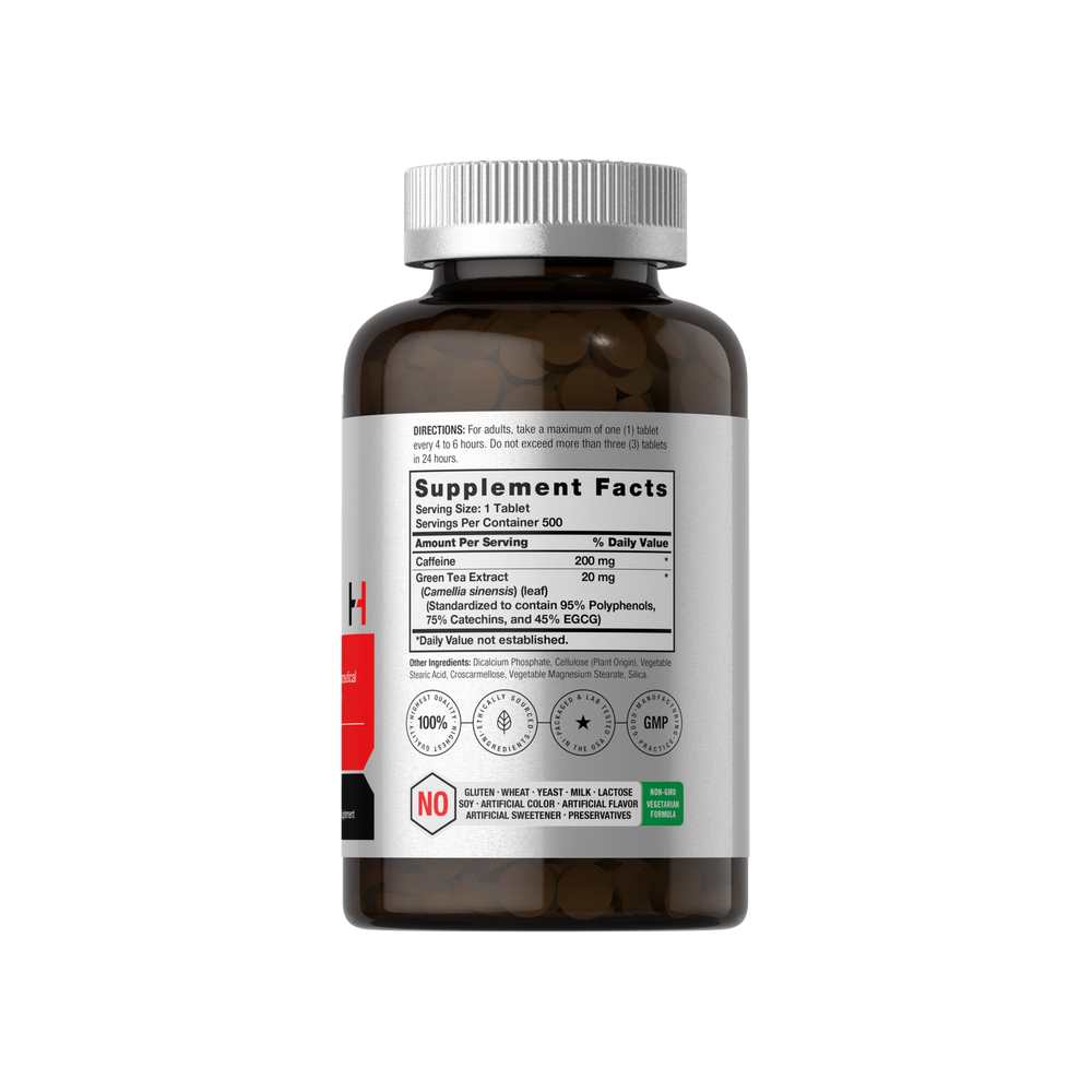Horbäach Caffeine Pills 200mg with Green Tea | 500 Tablets