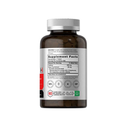 Horbäach Caffeine Pills 200mg with Green Tea | 500 Tablets