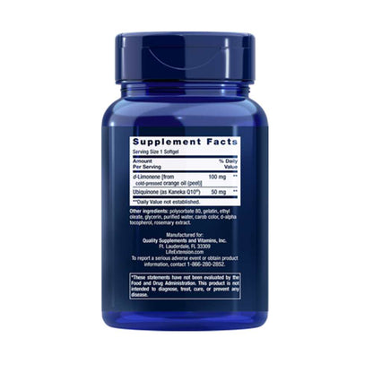 Life Extension Co Q10 (ubiquinone) with D-Limonene 50 Mg – 60 Softgels