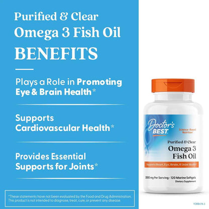 Doctor’s Best Ultra Pure Omega-3 | 2000mg Premium Fish Oil | 120 Marine Softgels