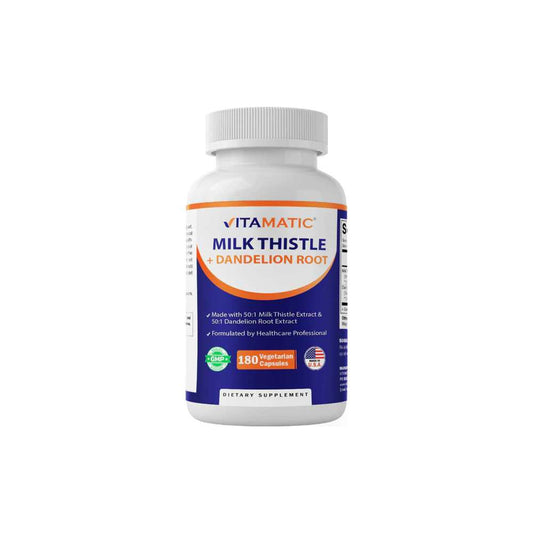 Vitamatic Milk Thistle with Dandelion Root - 180 Vegetarian Capsules
