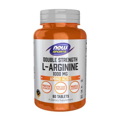 Now Sports L-Arginine 1000 Mg – Double Strength Nitric Oxide Precursor – Muscle Performance Support – 60 Tablets
