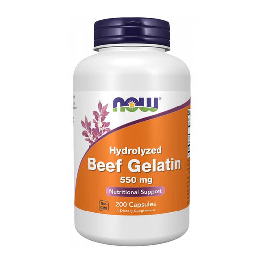 Now Foods Hydrolyzed Beef Gelatin – Nutritional Support for Hair, Skin, Nails & Joints – 200 Capsule