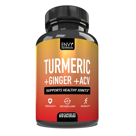 Envy Nutrition's Turmeric Ginger Apple Cider Vinegar Capsules with Bioperine - Supports Healthy Joints