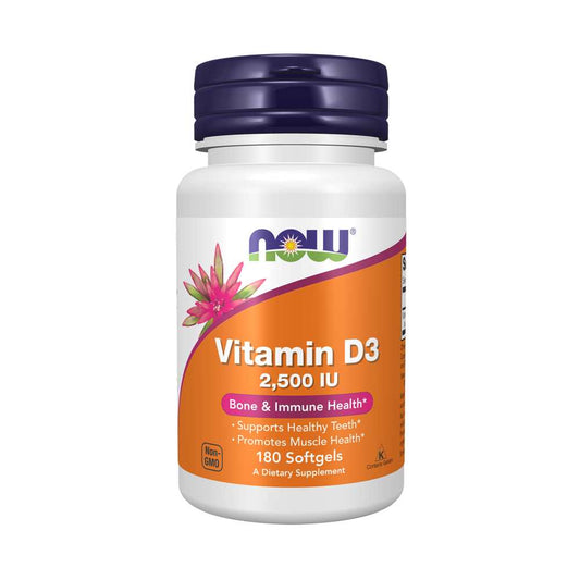 Now Foods Vitamin D3 2,500 Iu – Supports Bone, Teeth & Immune Health – Non-Gmo – 180 Softgels