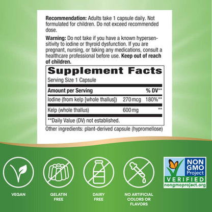 Whole Kelp Iodine Supplement | Nature’s Way | 100 Vegan Capsules